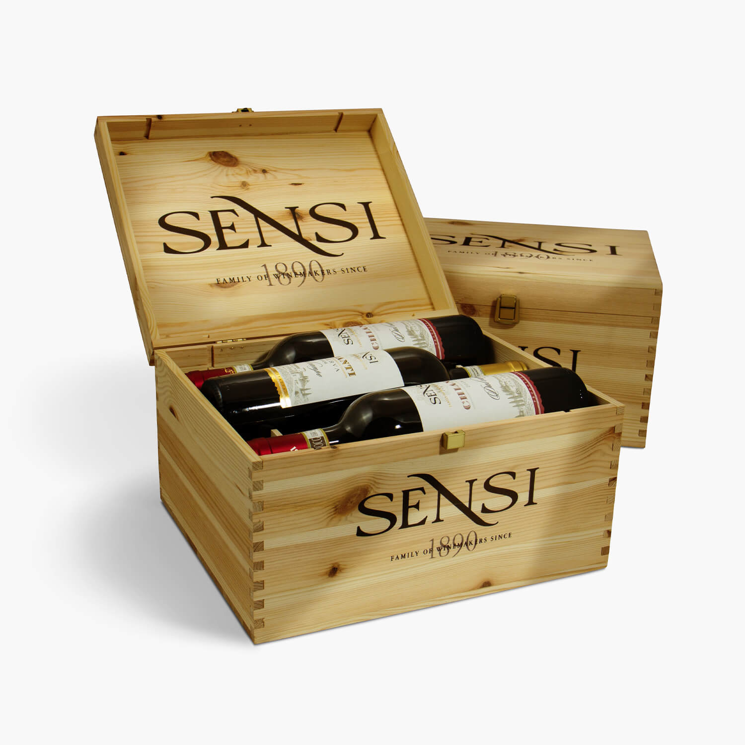 Sensi / Holzkiste mit 6 Flaschen